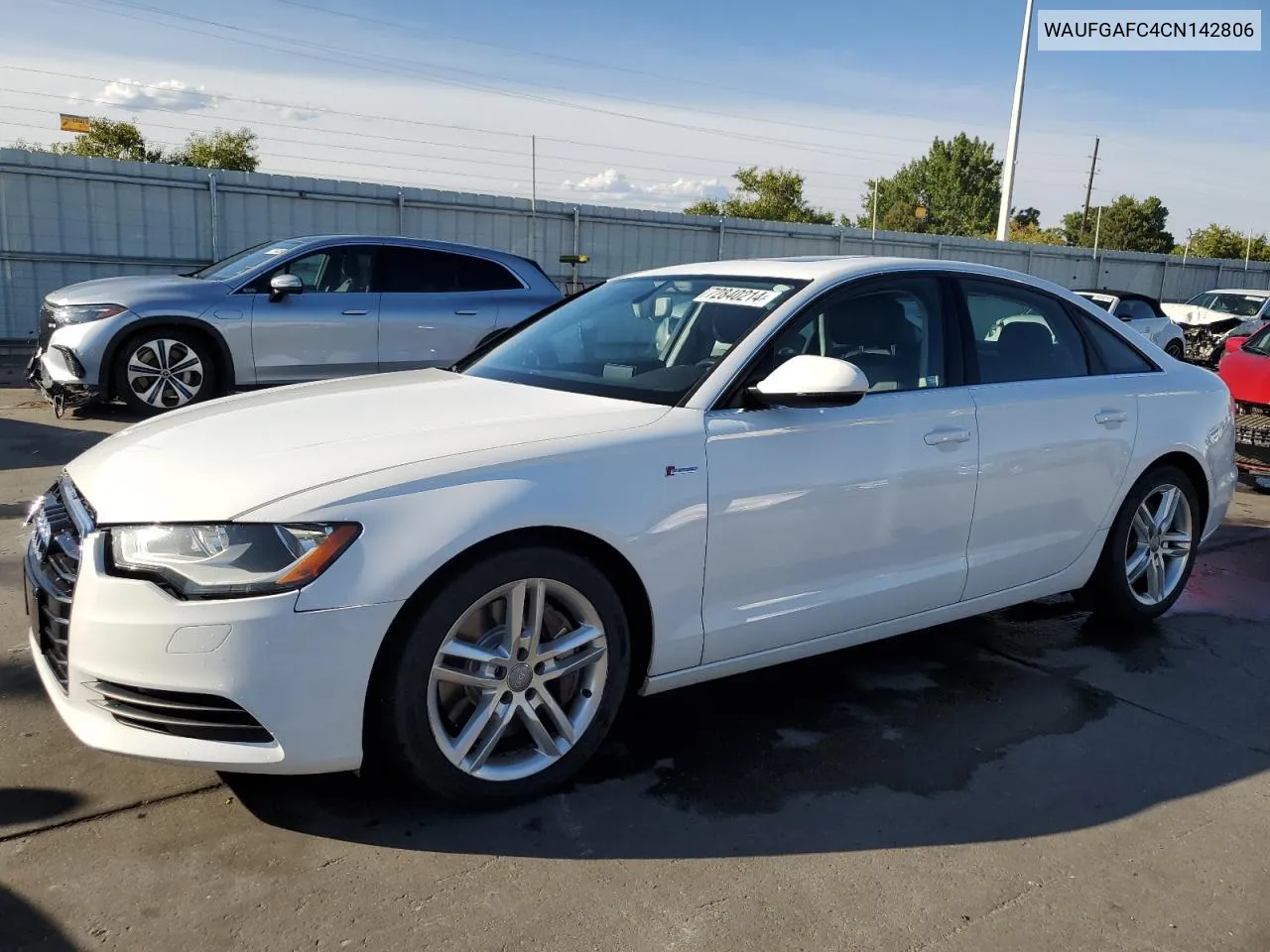 2012 Audi A6 Premium VIN: WAUFGAFC4CN142806 Lot: 72840214