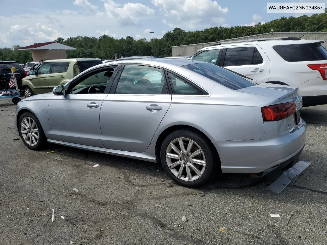 2016 Audi A6 Premium Plus VIN: WAUGFAFC2GN034357 Lot: 67489304