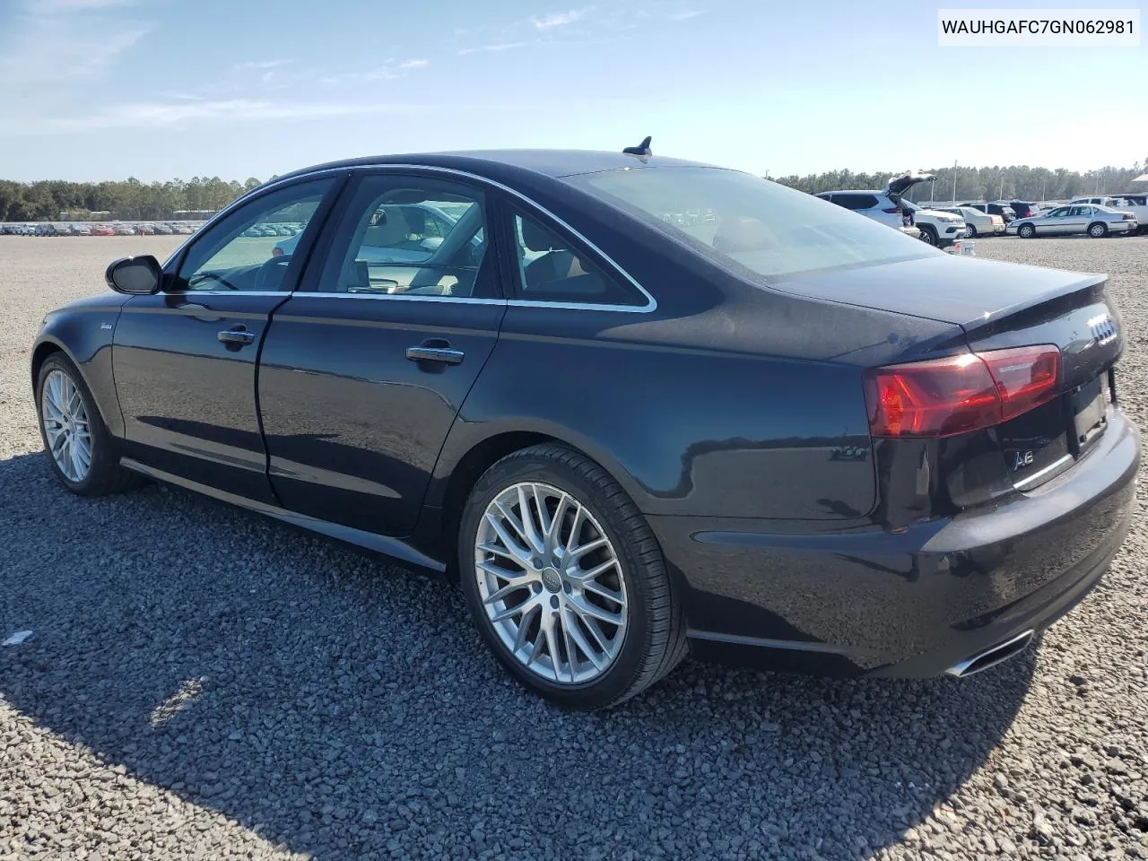 2016 Audi A6 Prestige VIN: WAUHGAFC7GN062981 Lot: 78050154