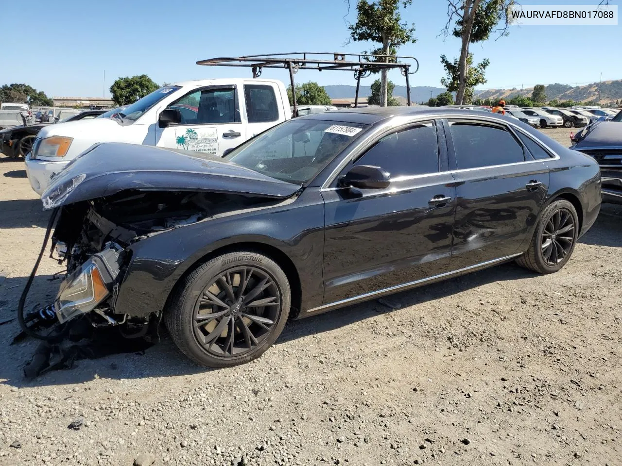 2011 Audi A8 L Quattro VIN: WAURVAFD8BN017088 Lot: 61157984