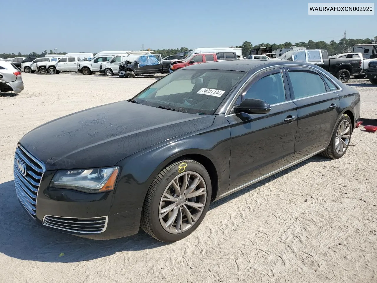 2012 Audi A8 L Quattro VIN: WAURVAFDXCN002920 Lot: 74037134