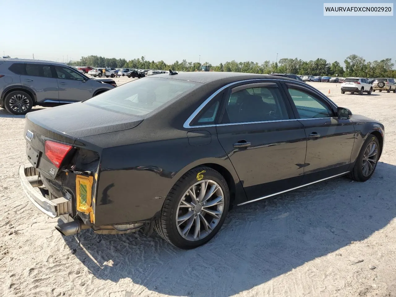 2012 Audi A8 L Quattro VIN: WAURVAFDXCN002920 Lot: 74037134