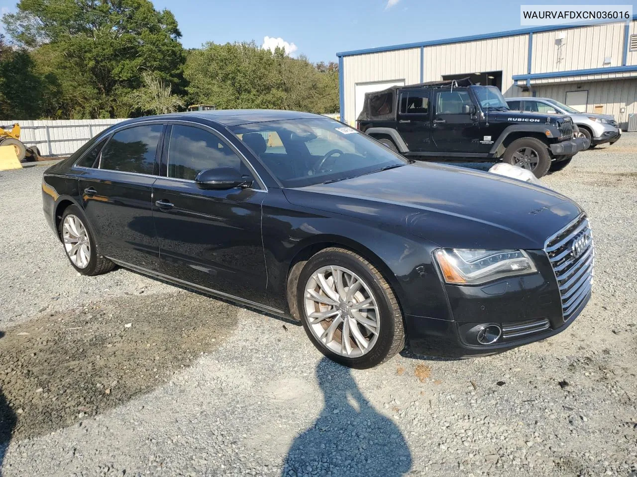 2012 Audi A8 L Quattro VIN: WAURVAFDXCN036016 Lot: 75041504