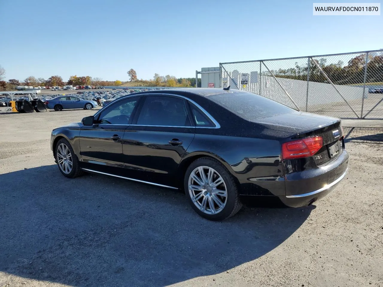 2012 Audi A8 L Quattro VIN: WAURVAFD0CN011870 Lot: 77400964