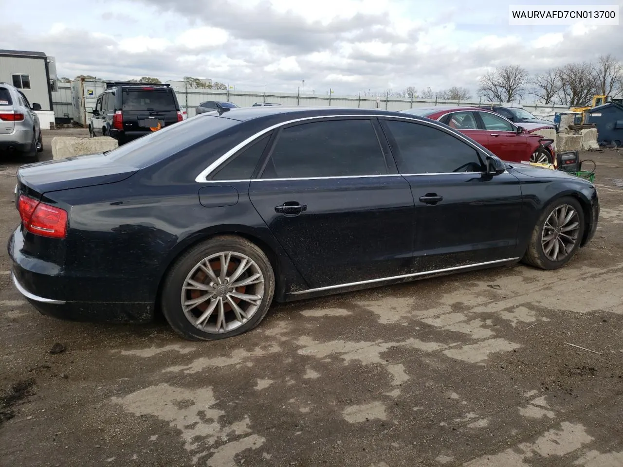 2012 Audi A8 L Quattro VIN: WAURVAFD7CN013700 Lot: 78114104