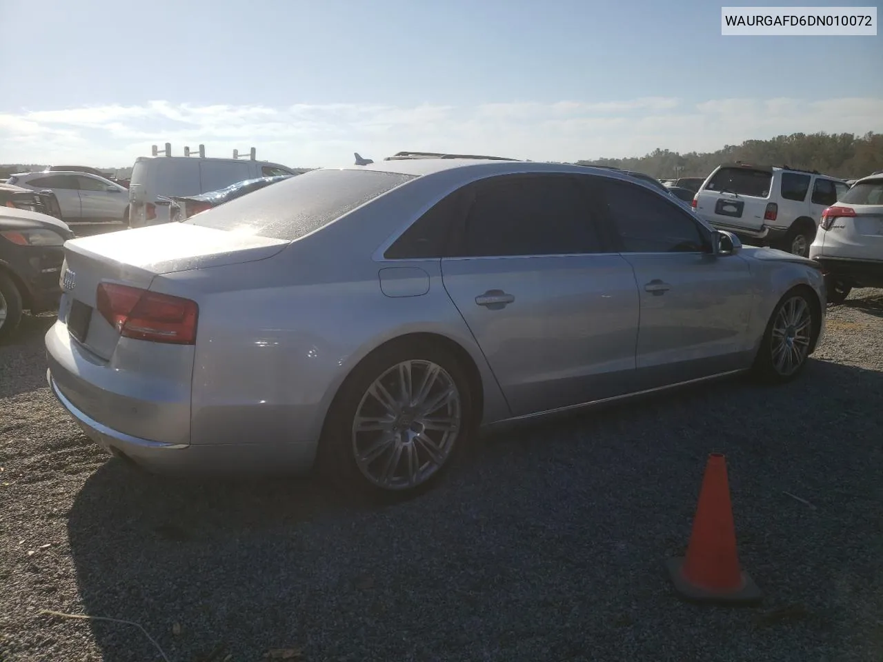 2013 Audi A8 L Quattro VIN: WAURGAFD6DN010072 Lot: 75122864