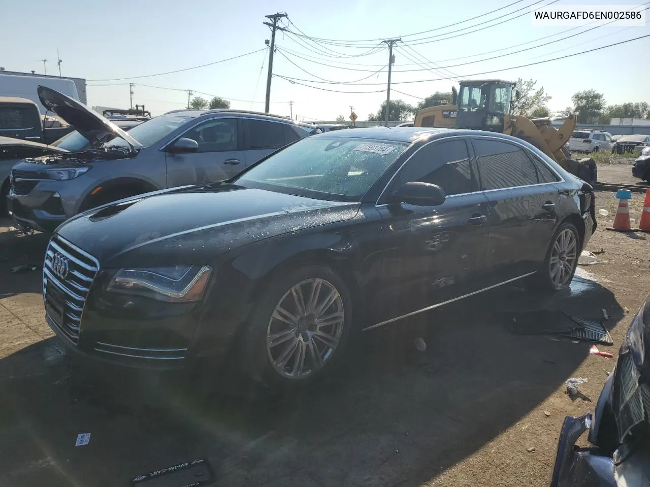 2014 Audi A8 L Quattro VIN: WAURGAFD6EN002586 Lot: 71593164