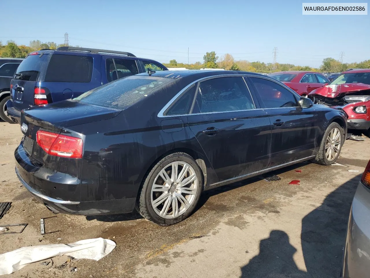 2014 Audi A8 L Quattro VIN: WAURGAFD6EN002586 Lot: 71593164