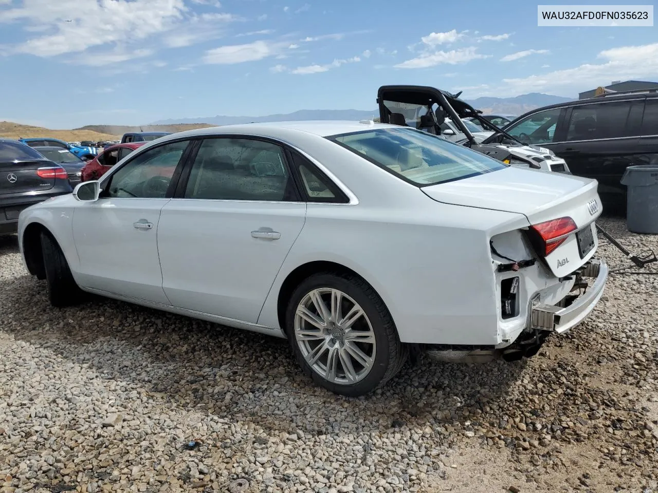 2015 Audi A8 L Quattro VIN: WAU32AFD0FN035623 Lot: 68750304