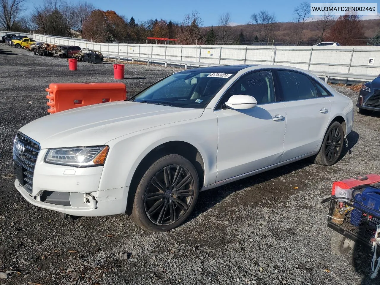 2015 Audi A8 L Tdi Quattro VIN: WAU3MAFD2FN002469 Lot: 81753424