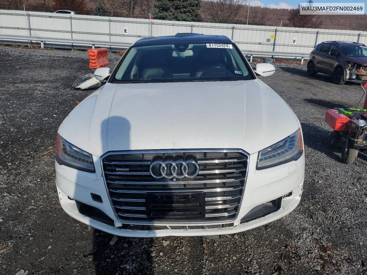 2015 Audi A8 L Tdi Quattro VIN: WAU3MAFD2FN002469 Lot: 81753424