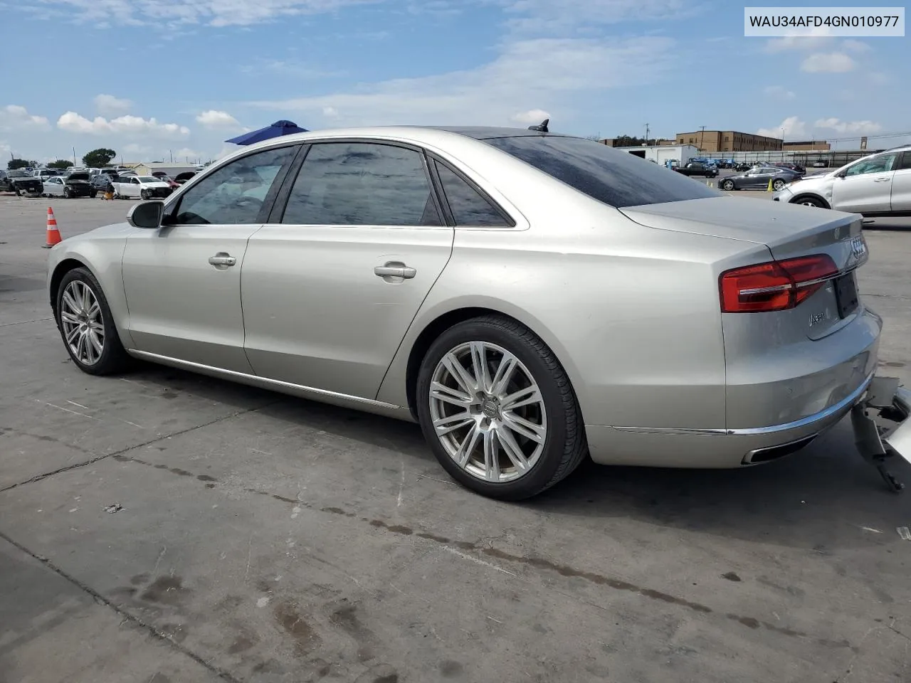 2016 Audi A8 L Quattro VIN: WAU34AFD4GN010977 Lot: 69931184