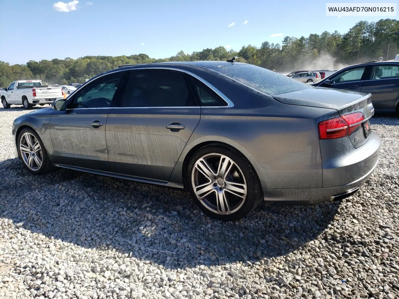 2016 Audi A8 L Quattro VIN: WAU43AFD7GN016215 Lot: 76303204