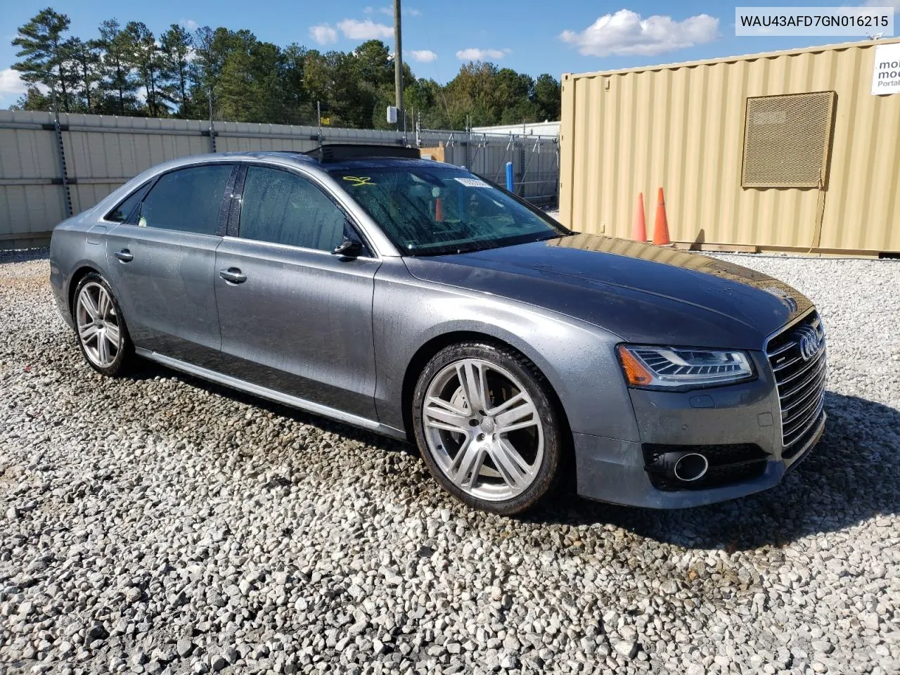 2016 Audi A8 L Quattro VIN: WAU43AFD7GN016215 Lot: 76303204