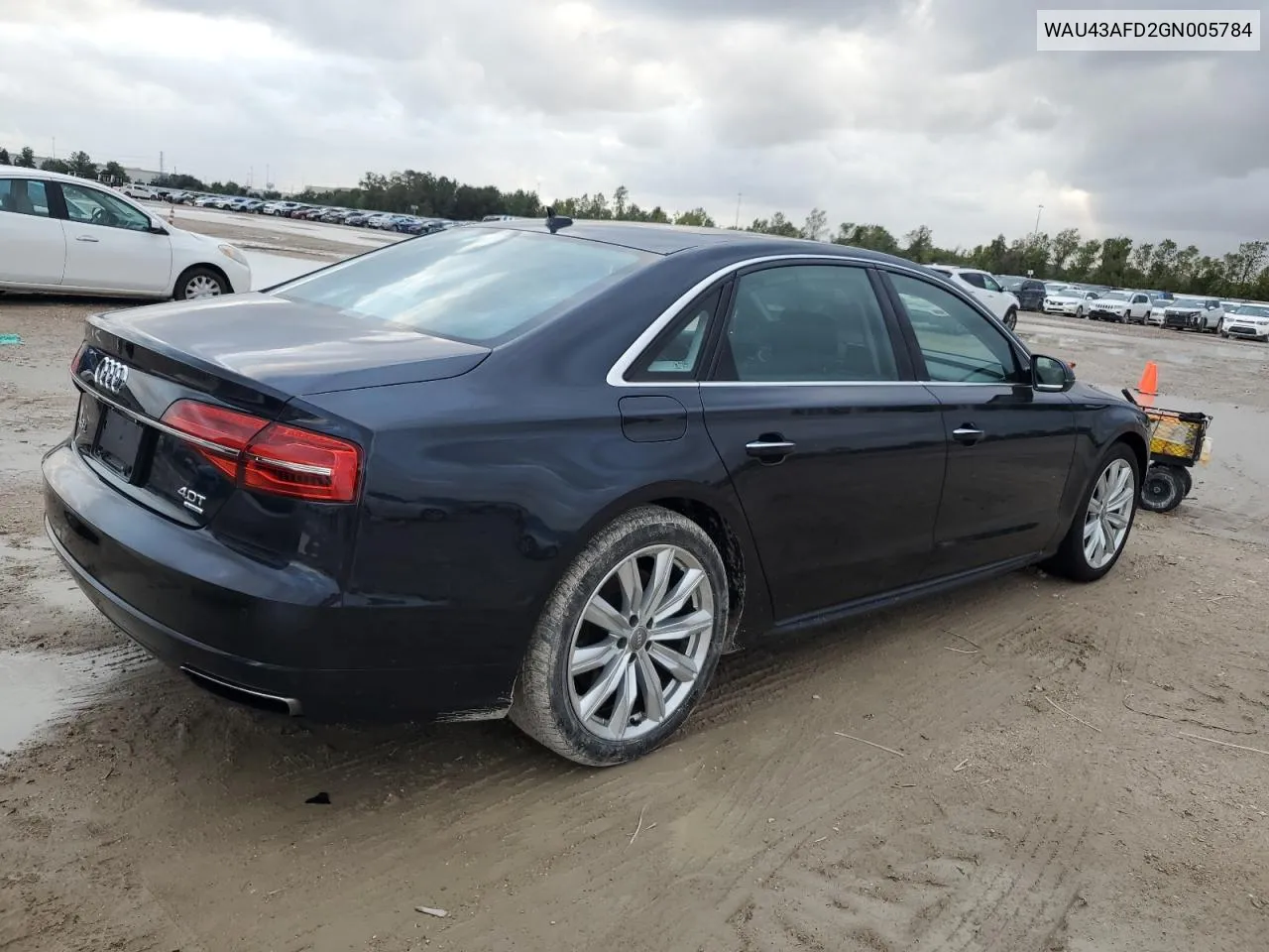 2016 Audi A8 L Quattro VIN: WAU43AFD2GN005784 Lot: 78958264