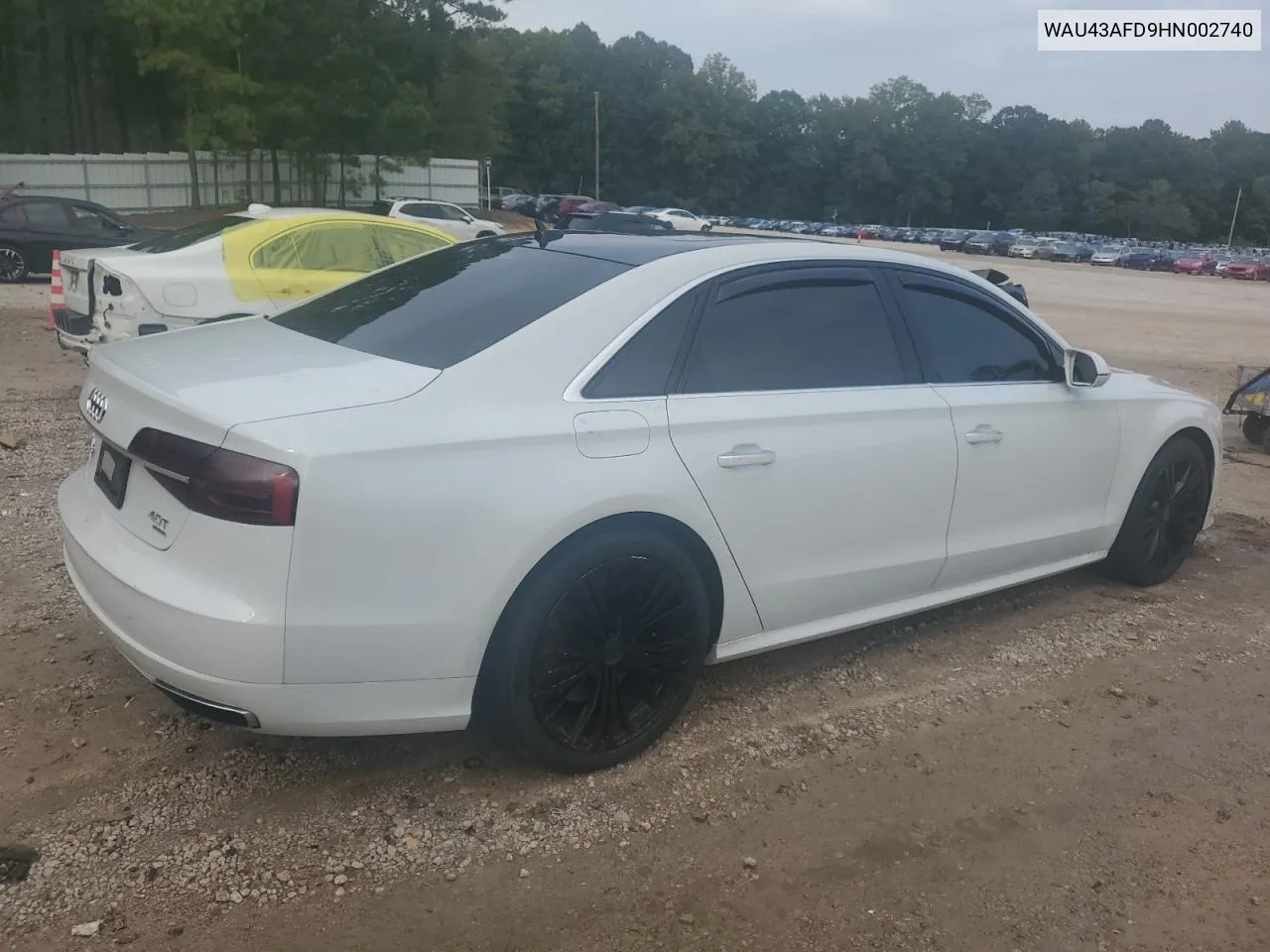 2017 Audi A8 L Quattro VIN: WAU43AFD9HN002740 Lot: 72805654