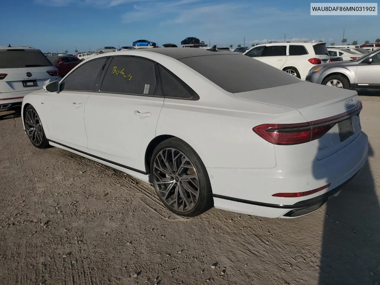 2021 Audi A8 L VIN: WAU8DAF86MN031902 Lot: 74131144