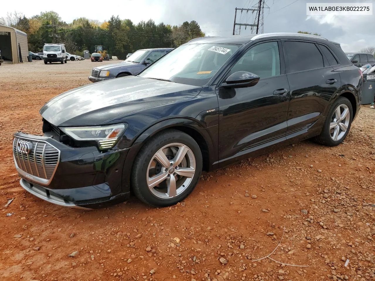 2019 Audi E-Tron Premium Plus VIN: WA1LABGE3KB022275 Lot: 78451744