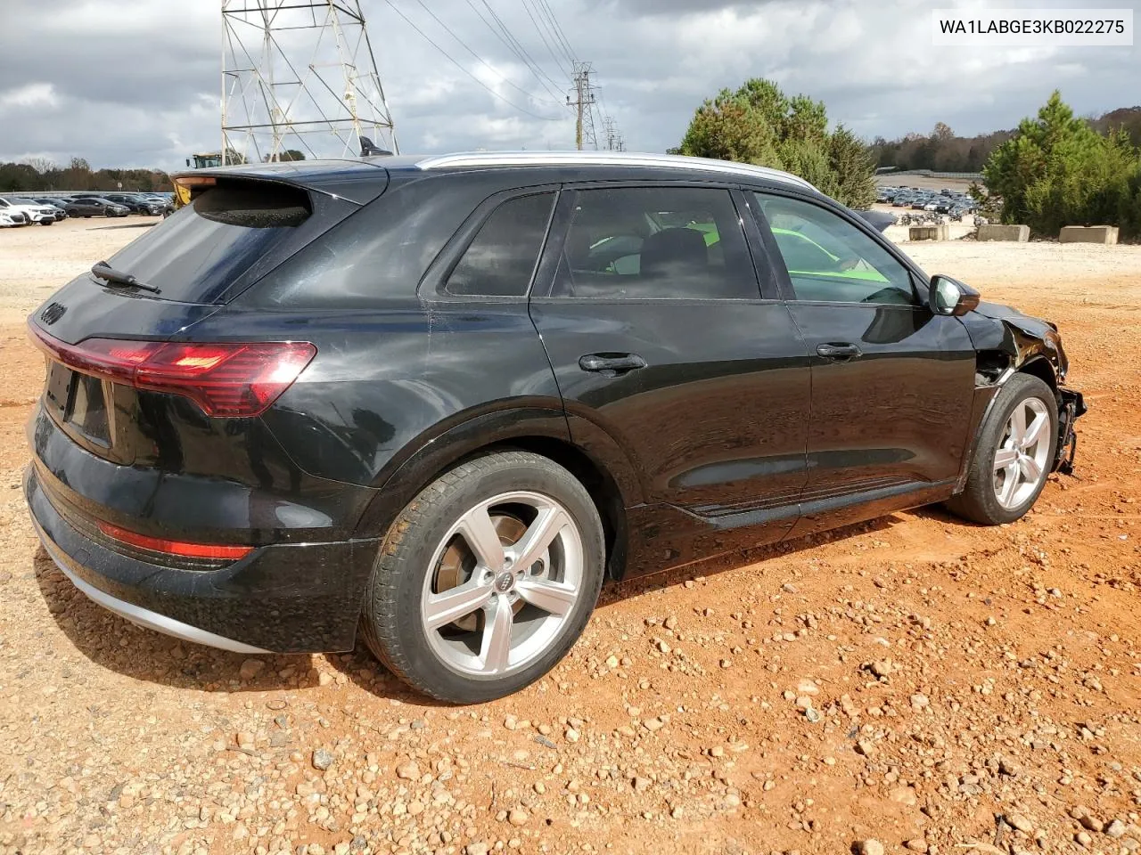 2019 Audi E-Tron Premium Plus VIN: WA1LABGE3KB022275 Lot: 78451744