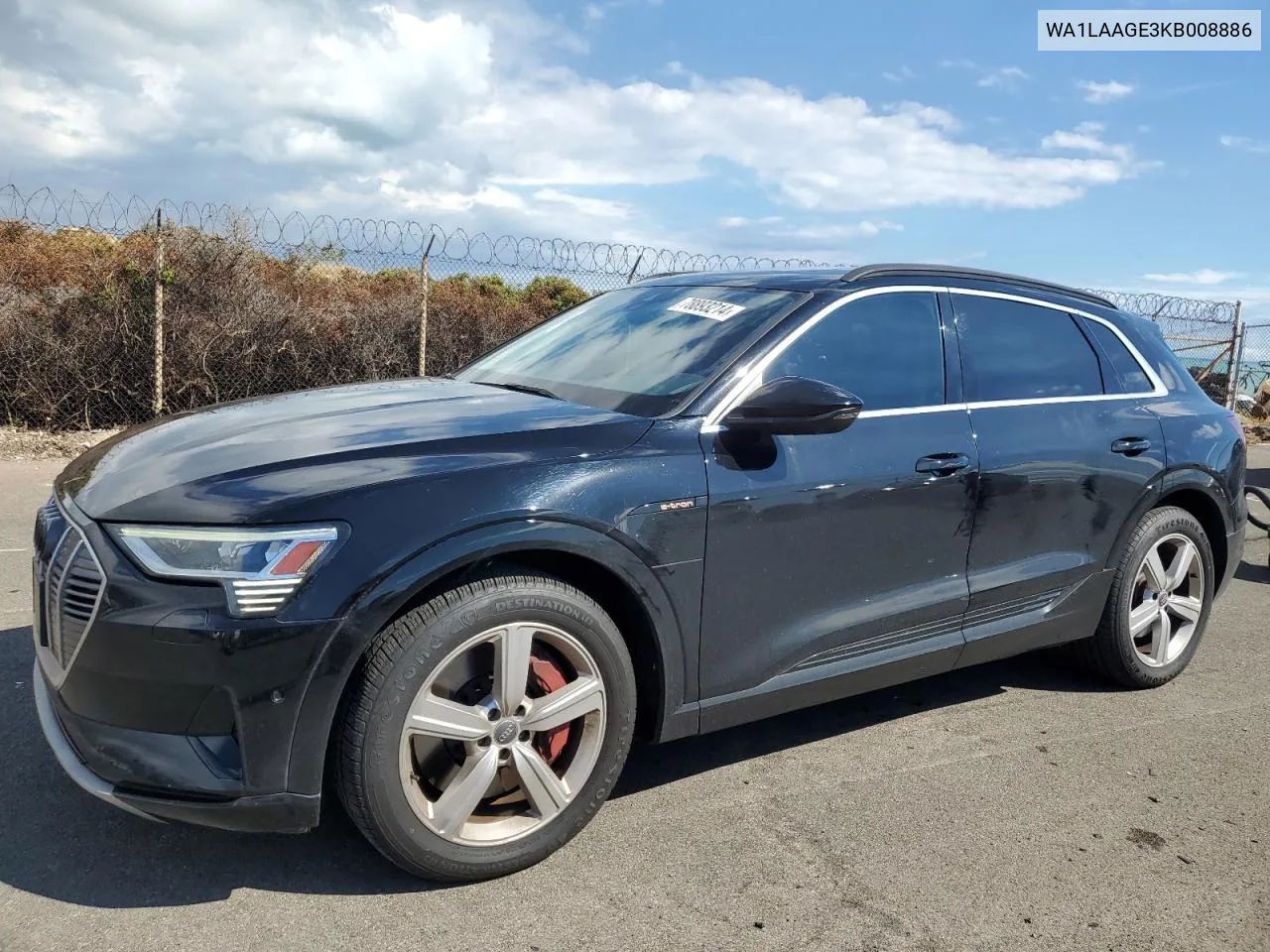 2019 Audi E-Tron Premium Plus VIN: WA1LAAGE3KB008886 Lot: 78893214