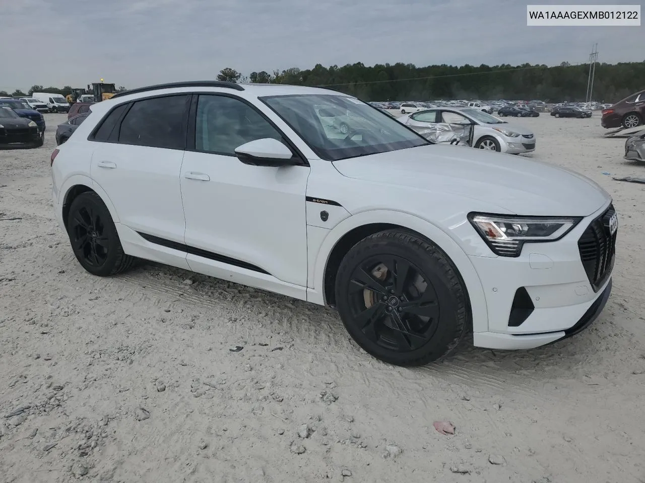 2021 Audi E-Tron Premium VIN: WA1AAAGEXMB012122 Lot: 75797084