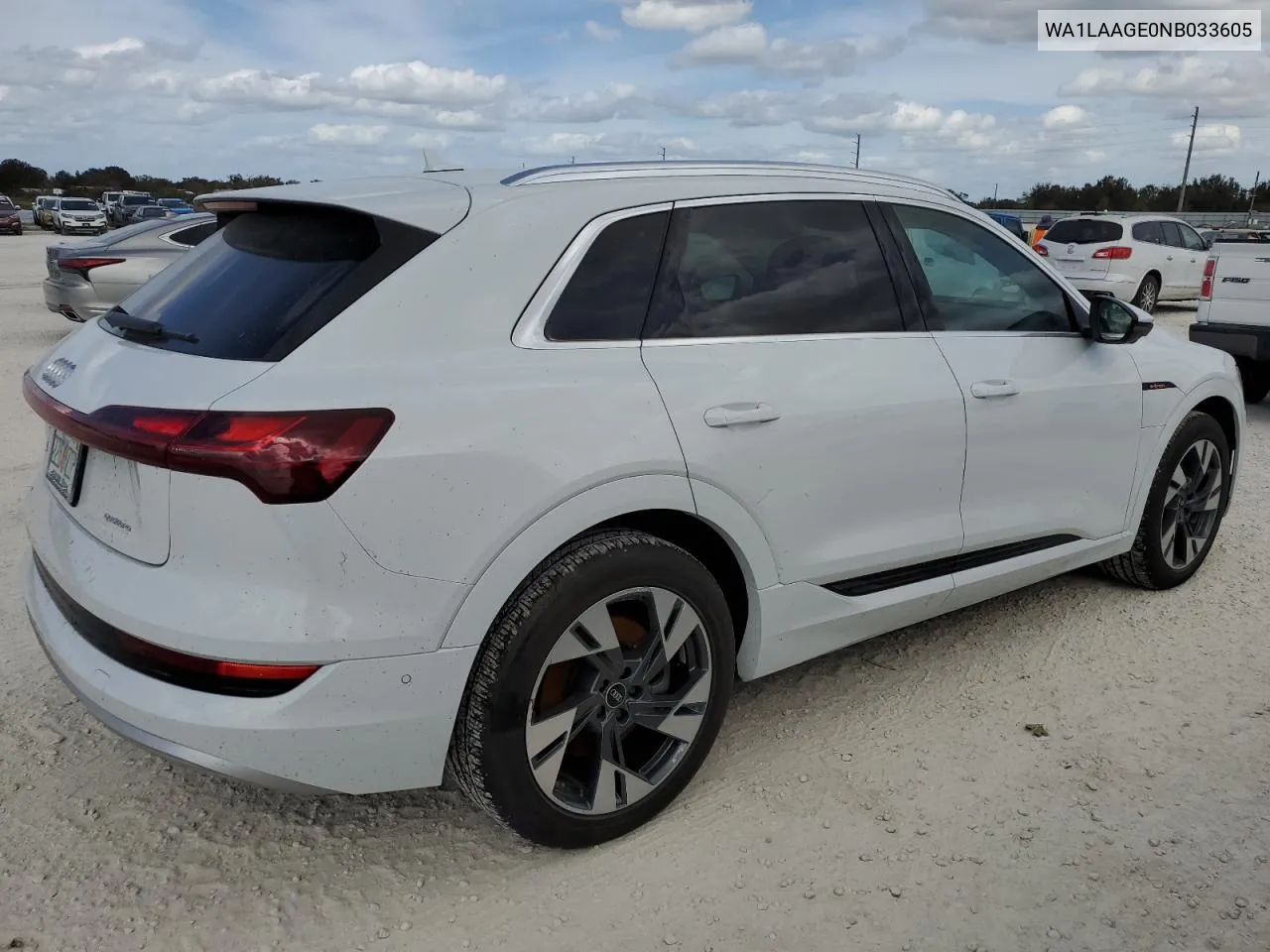 2022 Audi E-Tron Premium Plus VIN: WA1LAAGE0NB033605 Lot: 74809674