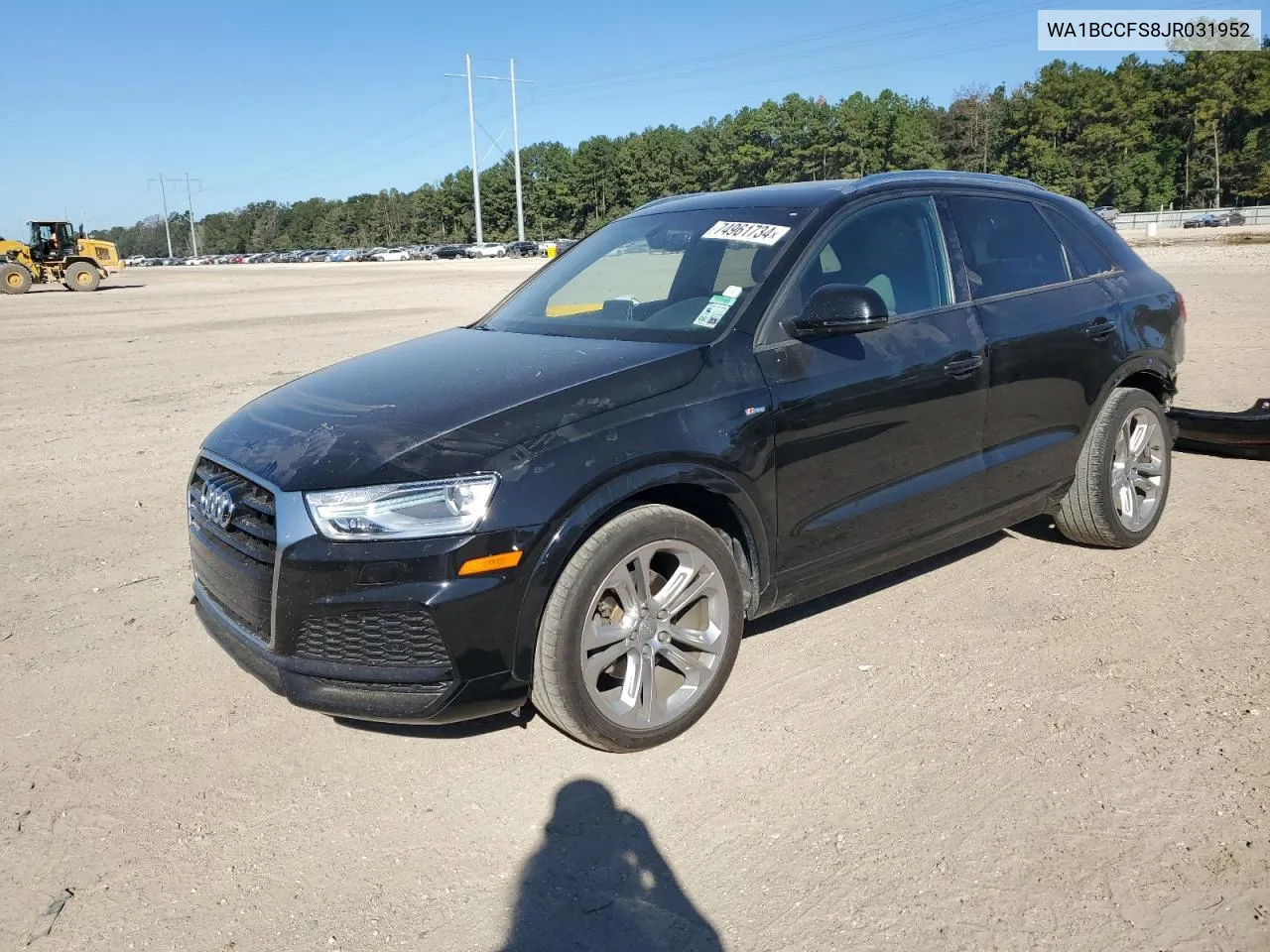 2018 Audi Q3 Premium VIN: WA1BCCFS8JR031952 Lot: 74961734