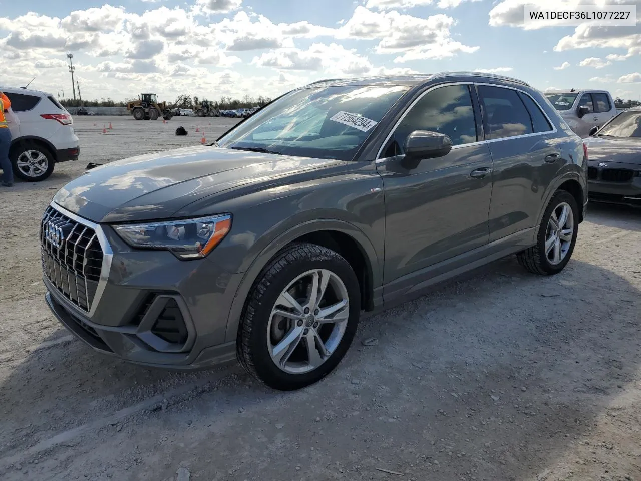 2020 Audi Q3 Premium S Line VIN: WA1DECF36L1077227 Lot: 77564294