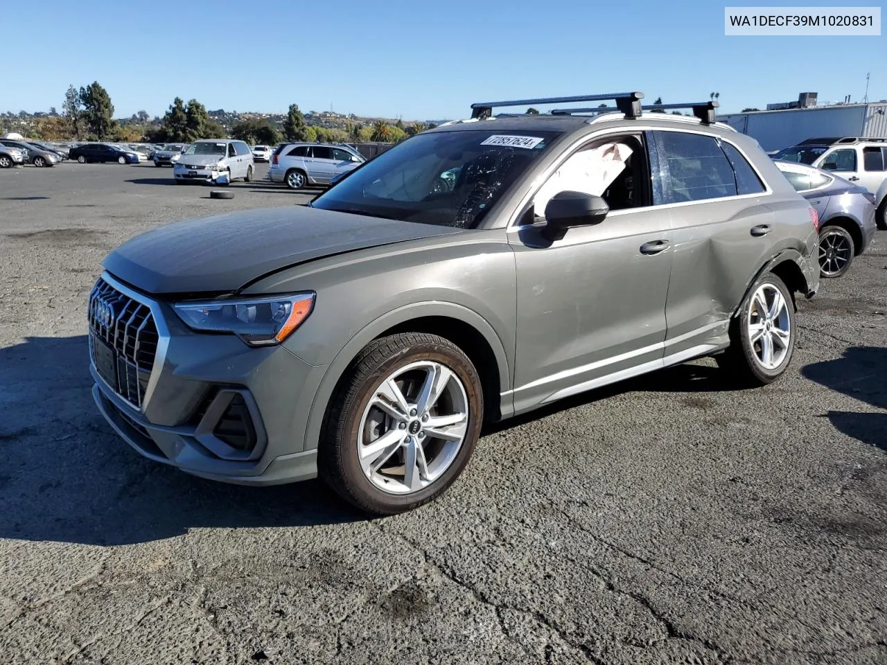 2021 Audi Q3 Premium S Line 45 VIN: WA1DECF39M1020831 Lot: 72857624