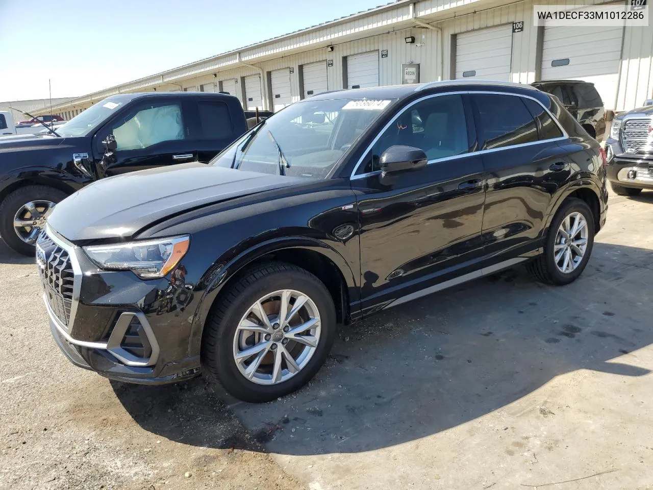 2021 Audi Q3 Premium S Line 45 VIN: WA1DECF33M1012286 Lot: 75036074