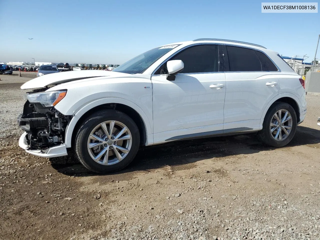 2021 Audi Q3 Premium S Line 45 VIN: WA1DECF38M1008136 Lot: 75091334