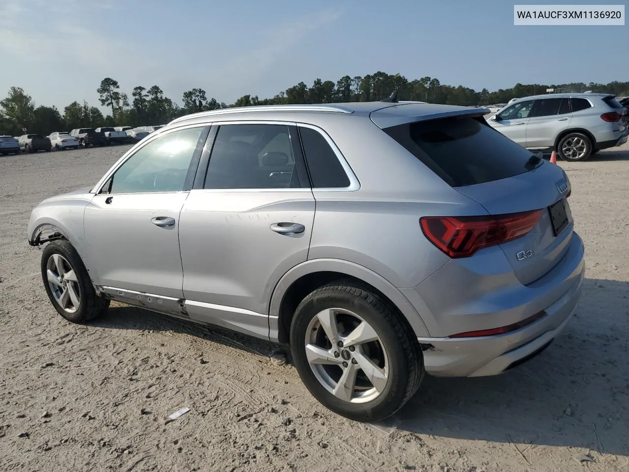 2021 Audi Q3 Premium 40 VIN: WA1AUCF3XM1136920 Lot: 76256054