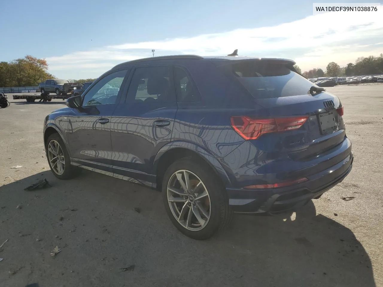 2022 Audi Q3 Premium S Line 45 VIN: WA1DECF39N1038876 Lot: 75404824