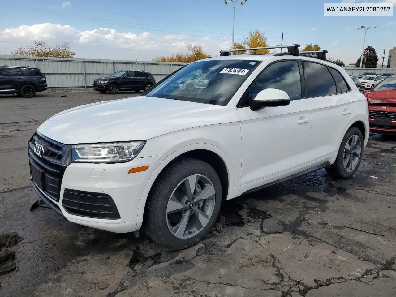 2020 Audi Q5 Premium VIN: WA1ANAFY2L2080252 Lot: 77835364