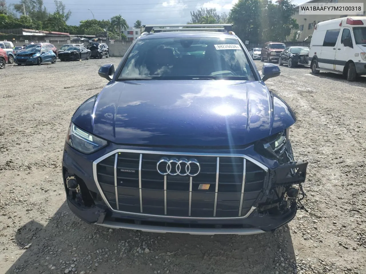 2021 Audi Q5 Premium Plus VIN: WA1BAAFY7M2100318 Lot: 69226034