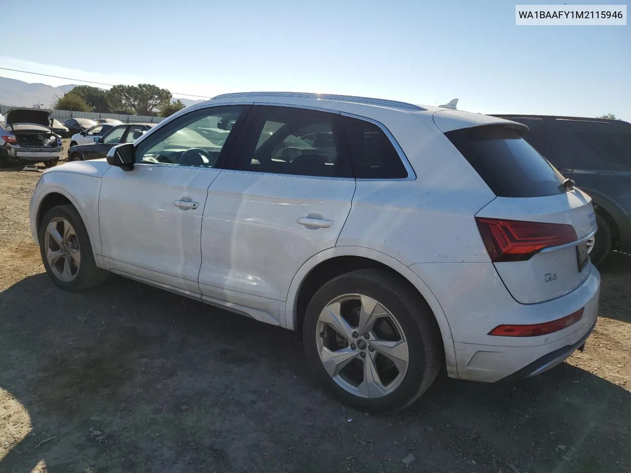 2021 Audi Q5 Premium Plus VIN: WA1BAAFY1M2115946 Lot: 70311454