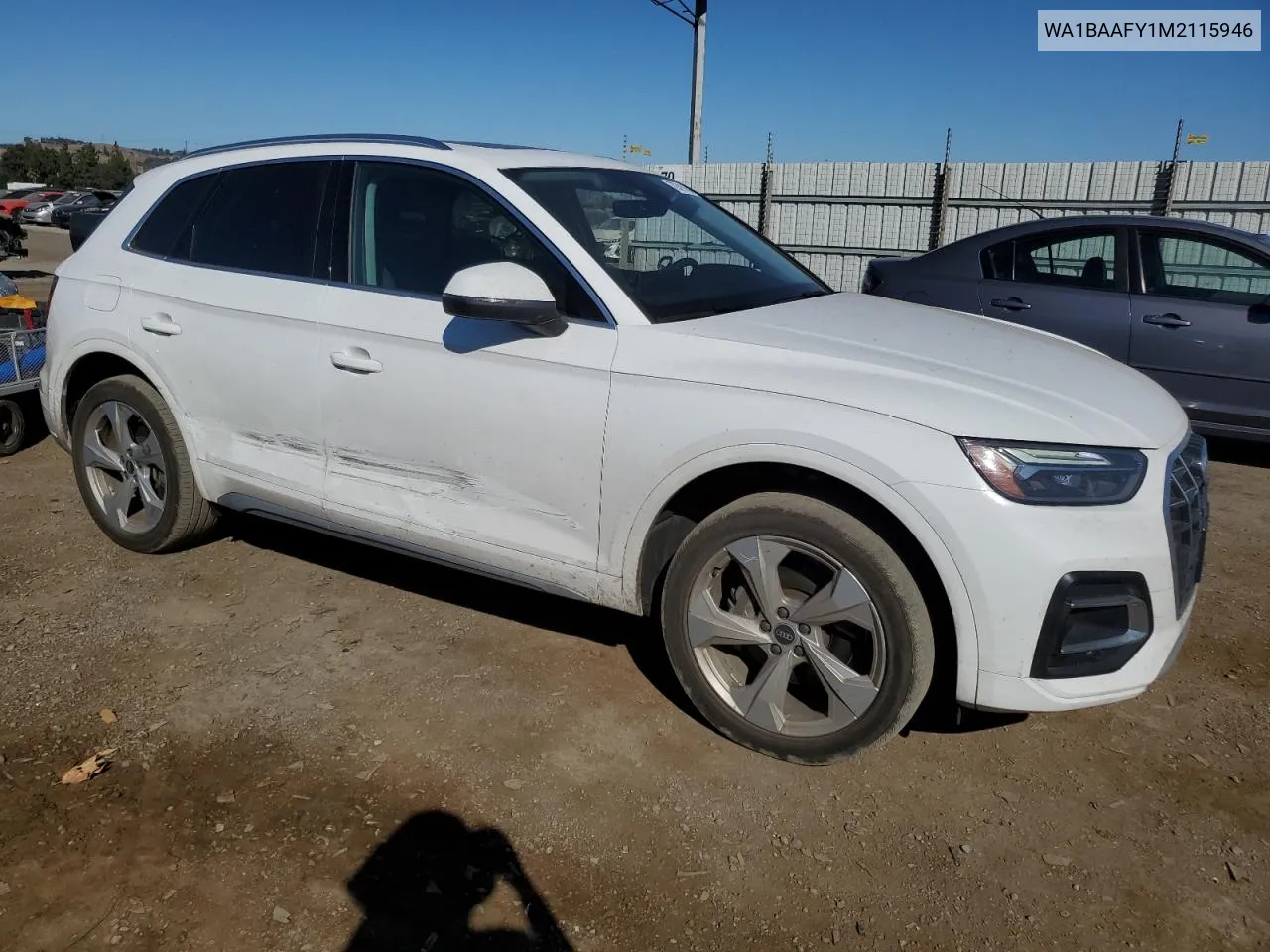 2021 Audi Q5 Premium Plus VIN: WA1BAAFY1M2115946 Lot: 70311454