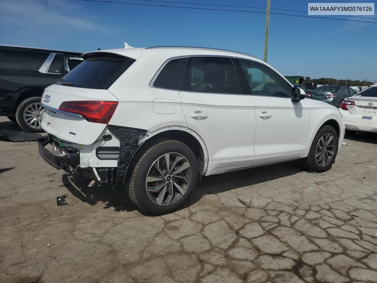 2021 Audi Q5 Premium VIN: WA1AAAFY3M2076126 Lot: 71707394