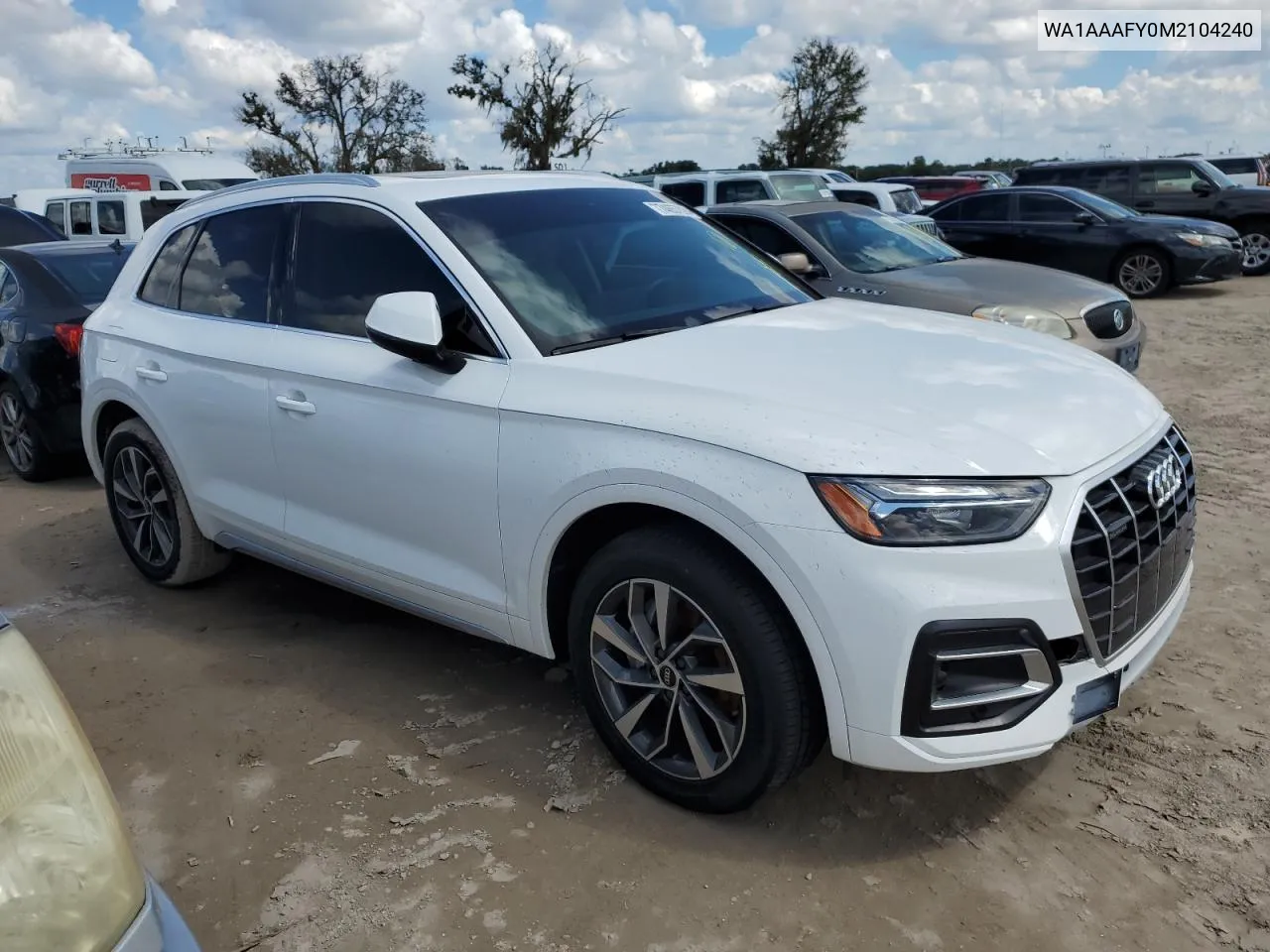 2021 Audi Q5 Premium VIN: WA1AAAFY0M2104240 Lot: 74657094