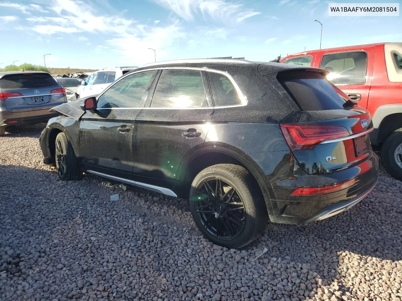 2021 Audi Q5 Premium Plus VIN: WA1BAAFY6M2081504 Lot: 77190464