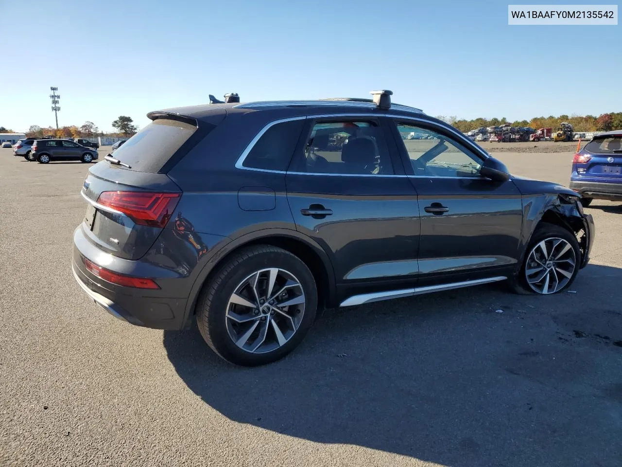 2021 Audi Q5 Premium Plus VIN: WA1BAAFY0M2135542 Lot: 77411924