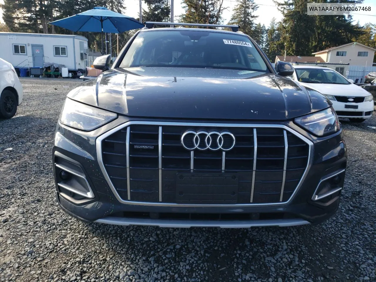 2021 Audi Q5 Premium VIN: WA1AAAFY8M2067468 Lot: 77480554