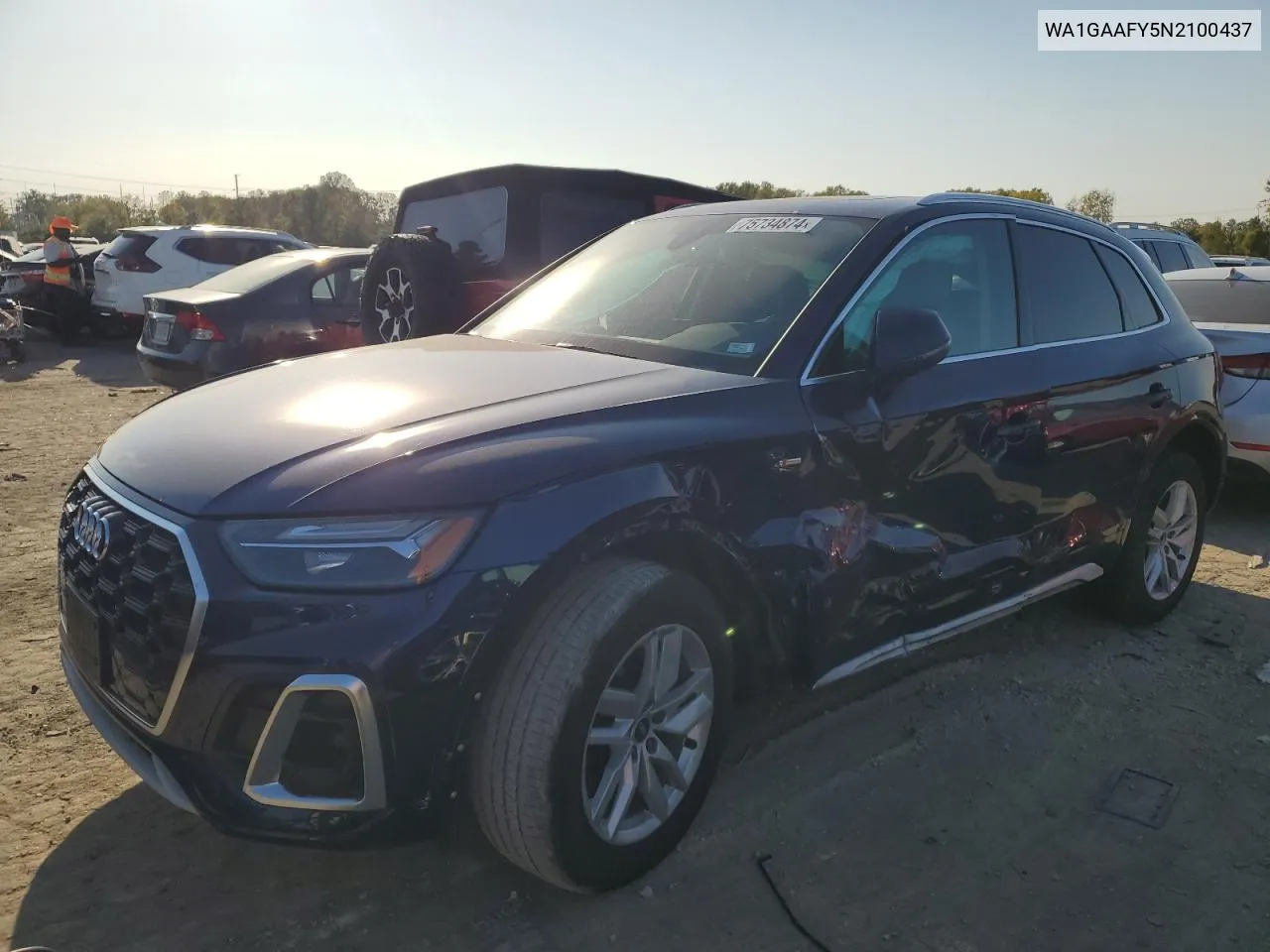 2022 Audi Q5 Premium 45 VIN: WA1GAAFY5N2100437 Lot: 75734874