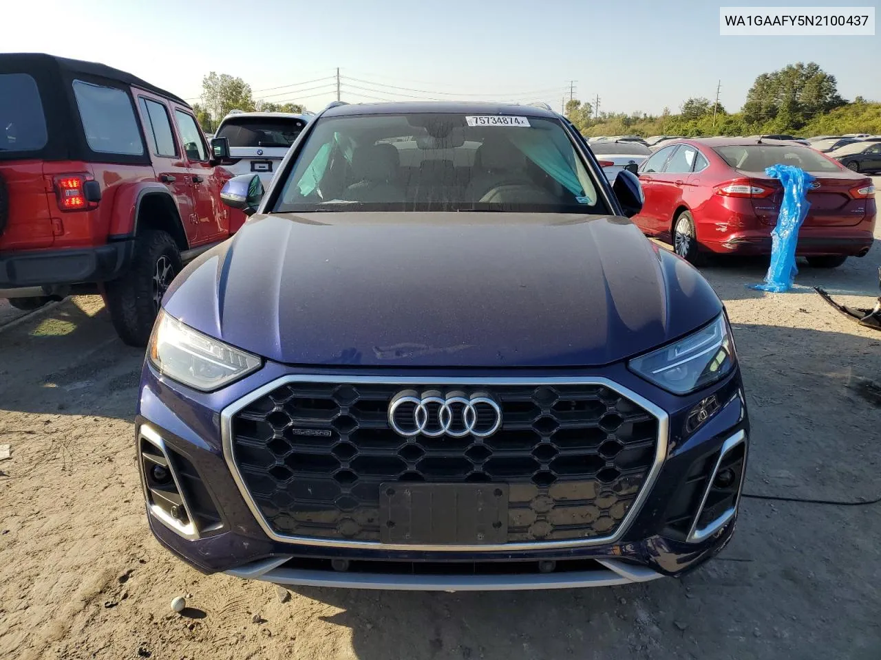 2022 Audi Q5 Premium 45 VIN: WA1GAAFY5N2100437 Lot: 75734874