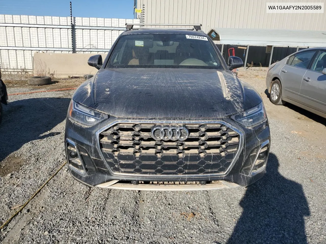 2022 Audi Q5 Premium 45 VIN: WA1GAAFY2N2005589 Lot: 76574234