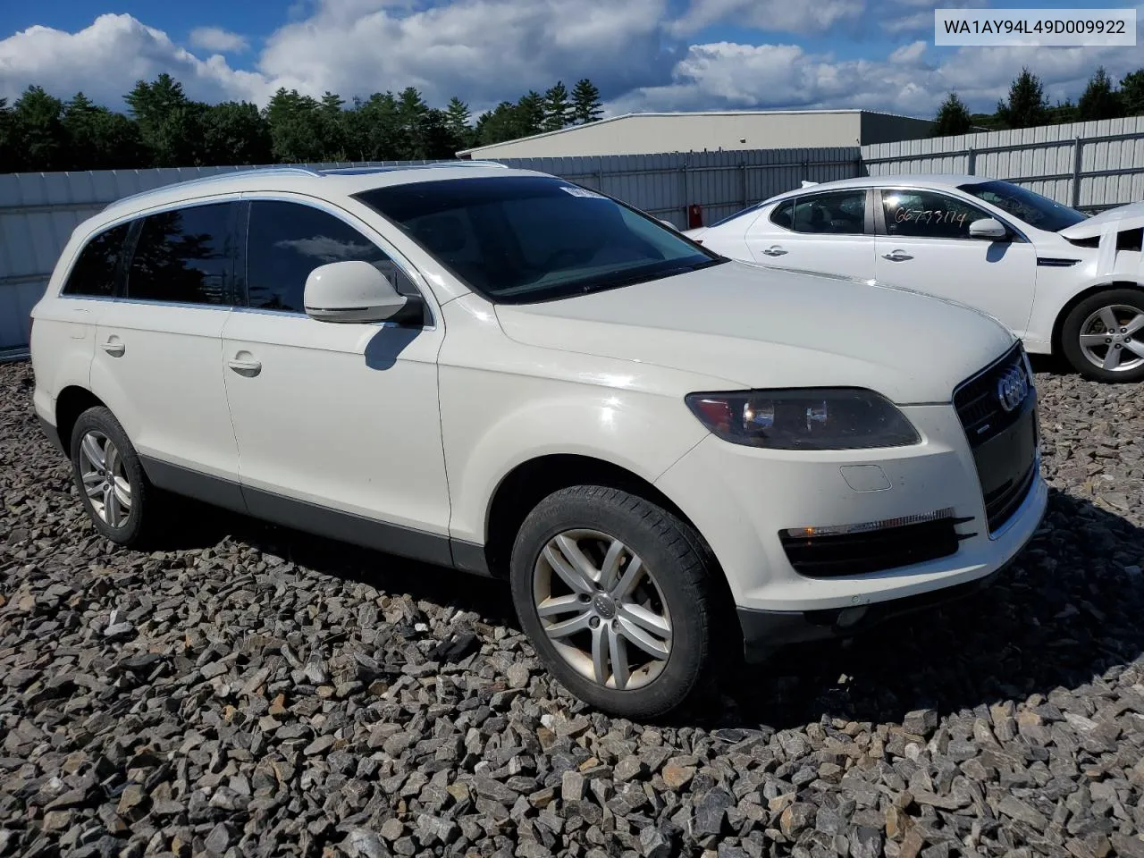 2009 Audi Q7 3.6 Quattro VIN: WA1AY94L49D009922 Lot: 66710694