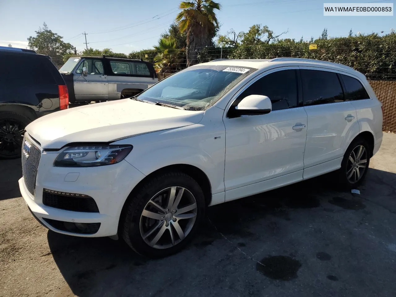 2011 Audi Q7 Prestige VIN: WA1WMAFE0BD000853 Lot: 75562294