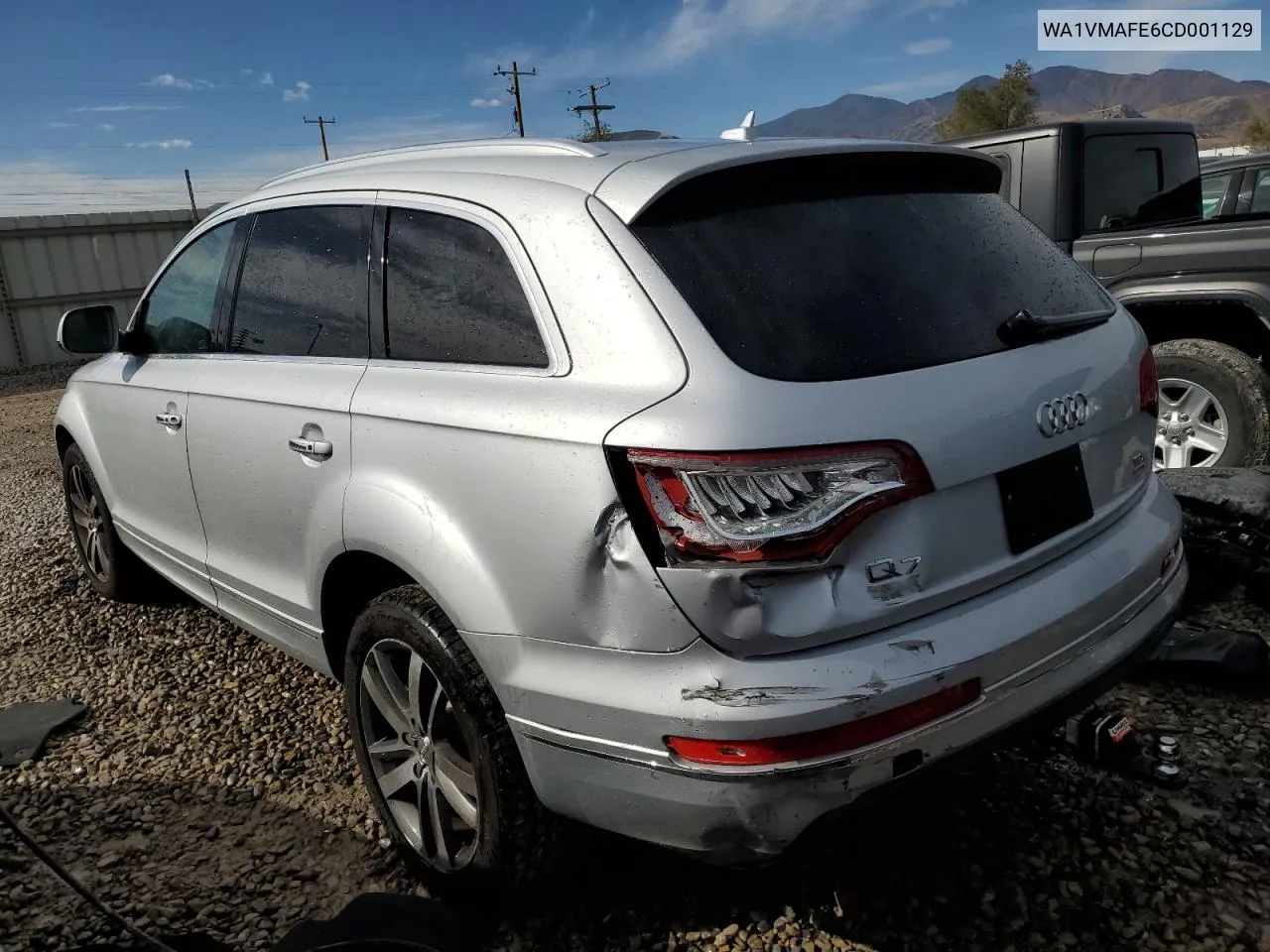 2012 Audi Q7 Prestige VIN: WA1VMAFE6CD001129 Lot: 72212624