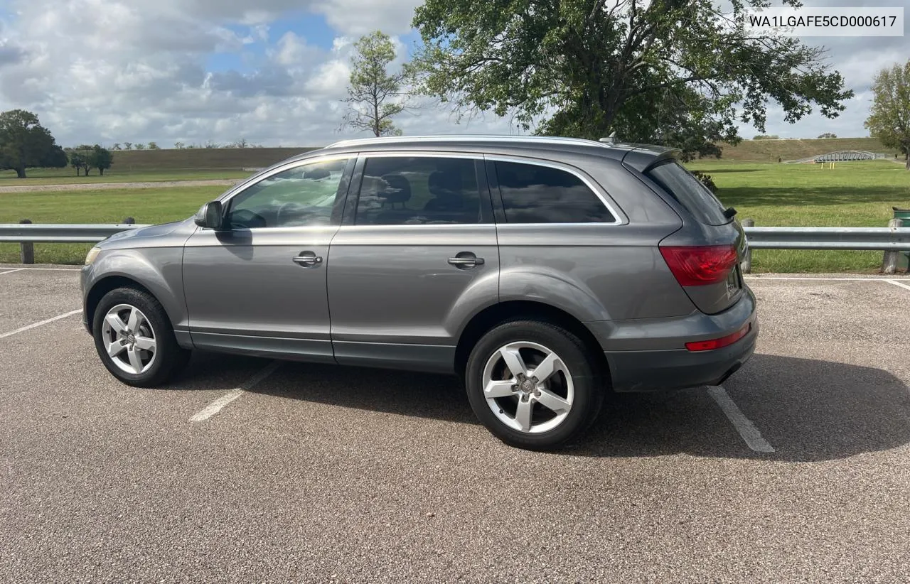 2012 Audi Q7 Premium VIN: WA1LGAFE5CD000617 Lot: 80257774