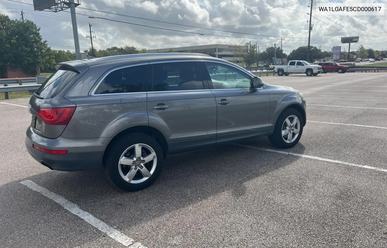 2012 Audi Q7 Premium VIN: WA1LGAFE5CD000617 Lot: 80257774